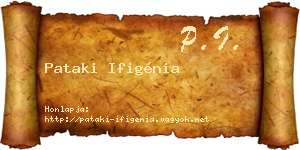 Pataki Ifigénia névjegykártya